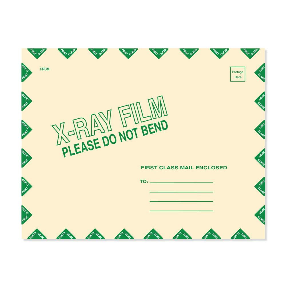 X-RAY FILM MAILER STRING & BUTTON OPEN END WITH GREEN DIAMOND BORDER 11PT MANILA 11"X13" 50 PER CASE