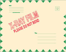 X-RAY FILM MAILER SELF-SEALING OPEN END WITH GREEN DIAMOND BORDER 11PT MANILA 15"X18" 50 PER CASE