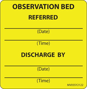 LABEL PAPER PERMANENT OBSERVATION BED 1" CORE 2 7/16" X 2 1/2" YELLOW 400 PER ROLL