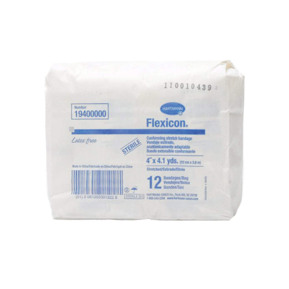 FLEXICON® GAUZE ROLL STERILE X 4"X4.1 YARDS WHITE - 12 PER BAG