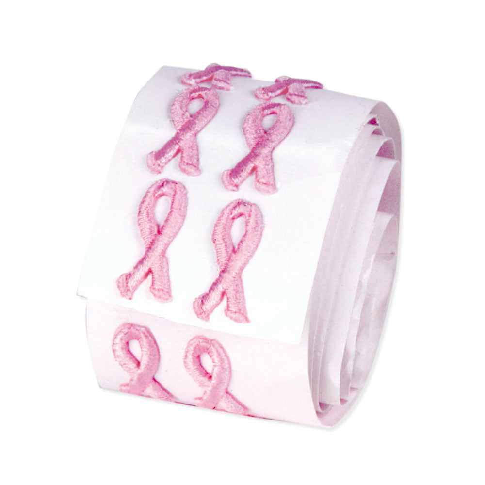 MAMMOGRAPHY MARKETING AID PINK RIBBON EMBROIDERY STICKER PINK - 100 PER ROLL