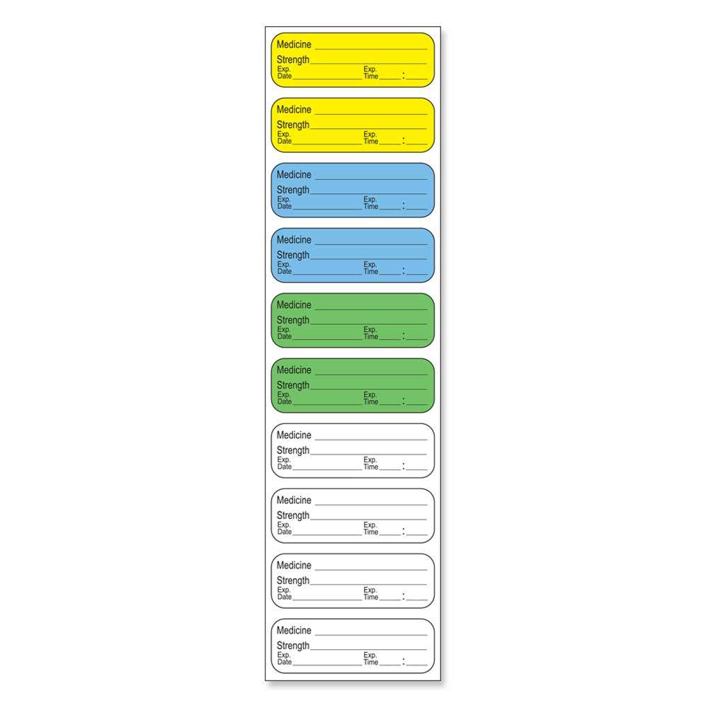 STERILE LABEL (SYNTHETIC, PERMANENT) 1 1/2" X 1/2" MULTI-COLOR - 10 PER SHEET, 100 SHEETS PER PACKAGE