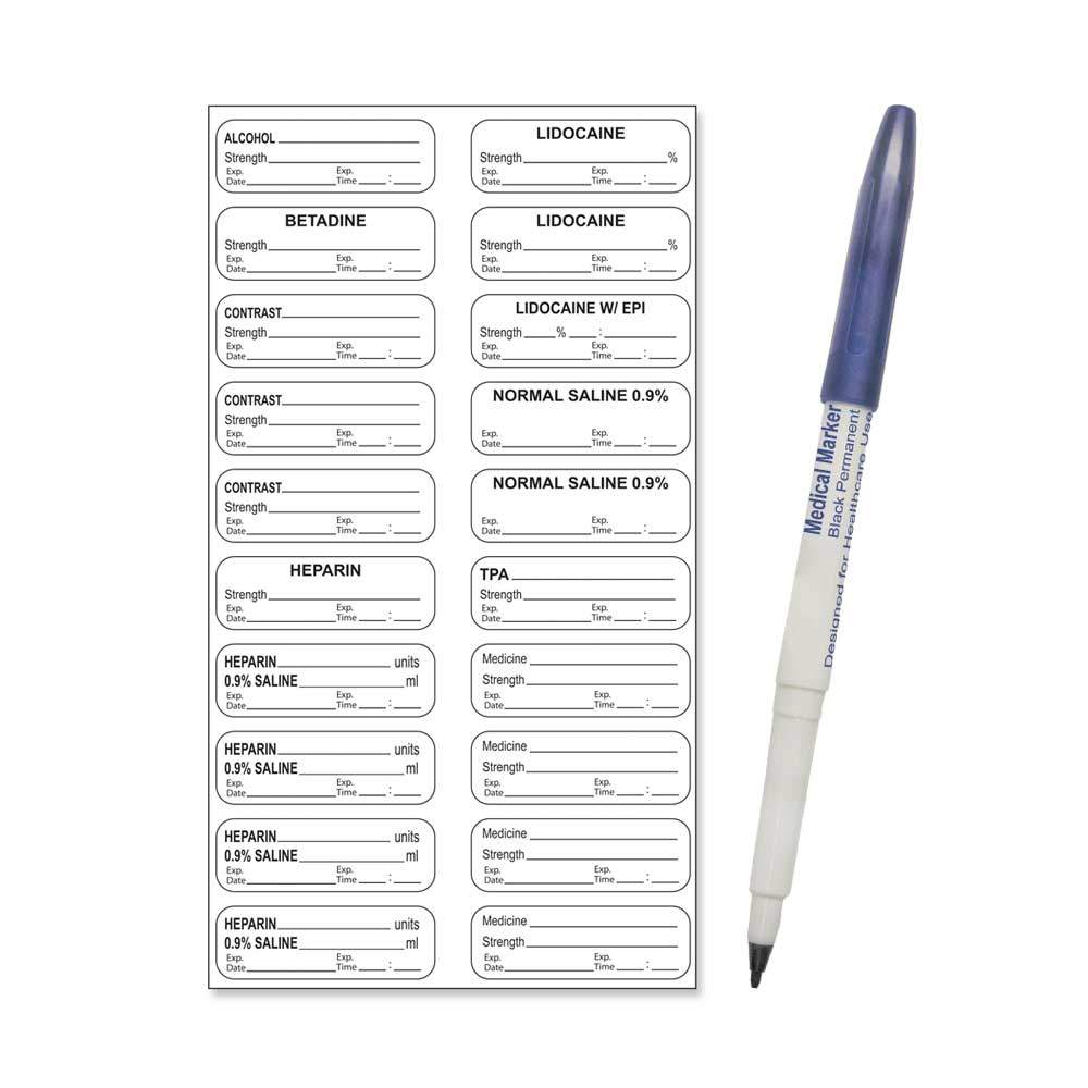 STERILE LABEL WITH PEN (SYNTHETIC, PERMANENT) 2 1 1/2" X 1/2" WHITE - 20 PER SHEET, 100 SHEETS PER BOX