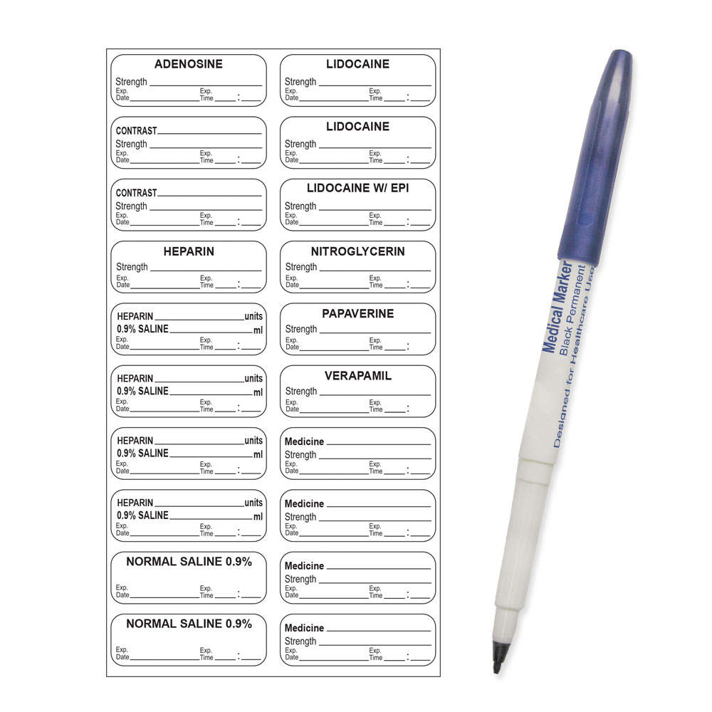 STERILE LABEL WITH PEN (SYNTHETIC, PERMANENT) 2 1 1/2" X 1/2" WHITE - 20 PER SHEET, 100 SHEETS PER BOX