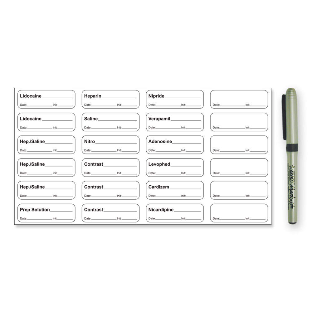 STERILE LABEL WITH PEN SYNTHETIC PERMANENT 4 1 9/10" X 6/10" CLEAR 24 PER SHEET, 100 SHEETS PER BOX