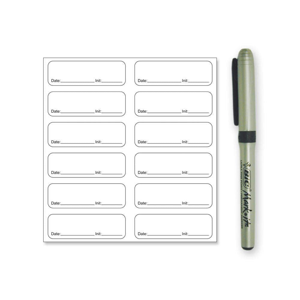 STERILE LABEL WITH PEN SYNTHETIC PERMANENT 2 1 9/10" X 6/10" CLEAR 12 PER SHEET, 100 SHEETS PER BOX