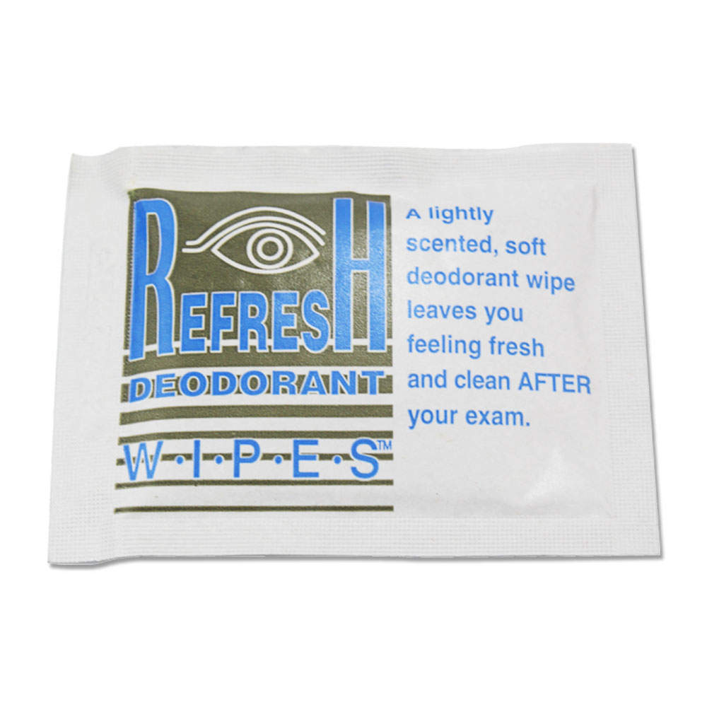 REFRESH DEODORANT WIPES™ MAMMOGRAPHY PATIENT WIPE LIGHTLY SCENTED INDIVIDUALLY PACKAGED 500 PER CASE