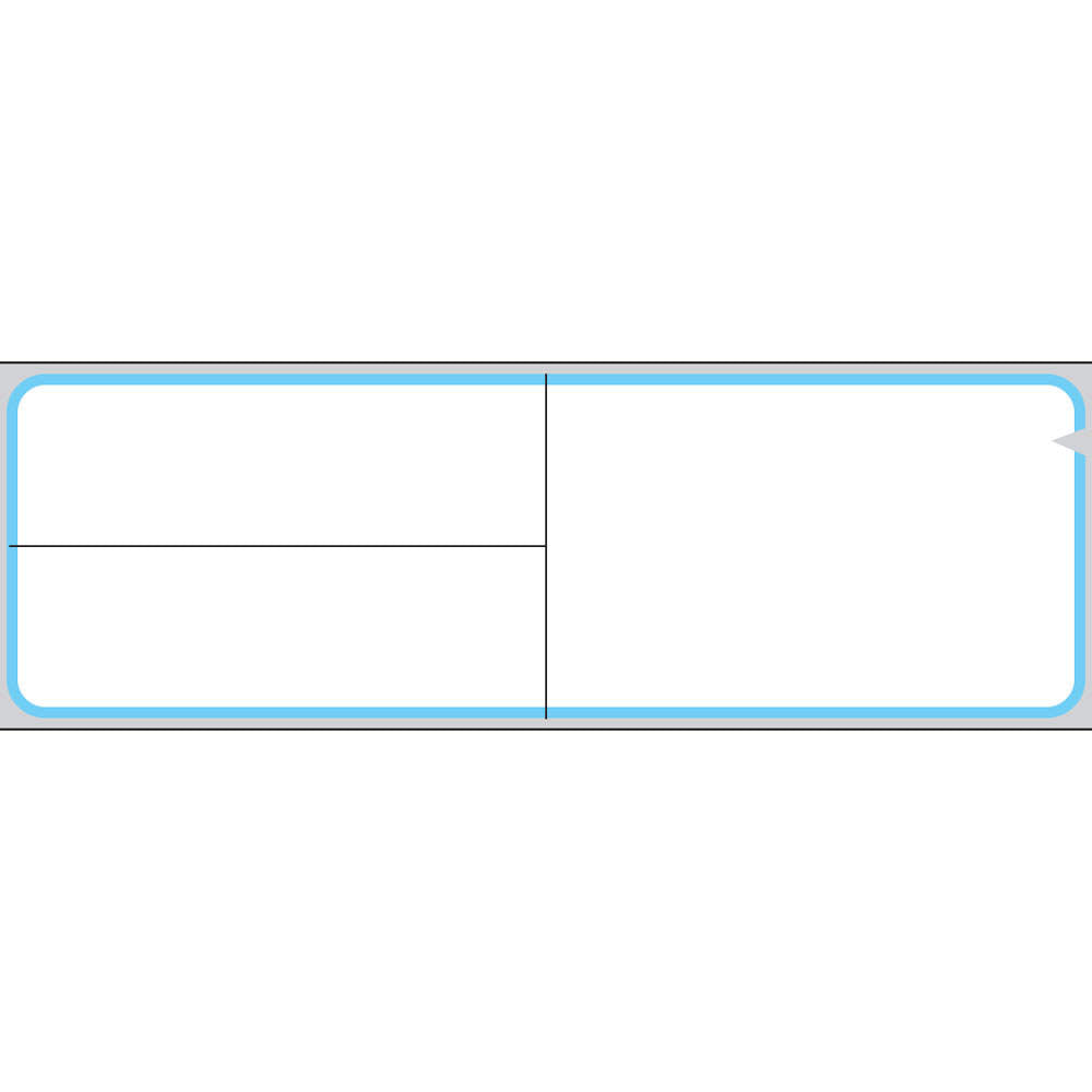 V-NOTCH™ LABEL MEDITECH DIRECT THERMAL PAPER PERMANENT 3" CORE 4" X 1 1/4" WHITE WITH BLUE 3600 PER ROLL, 1 ROLL PER BOX