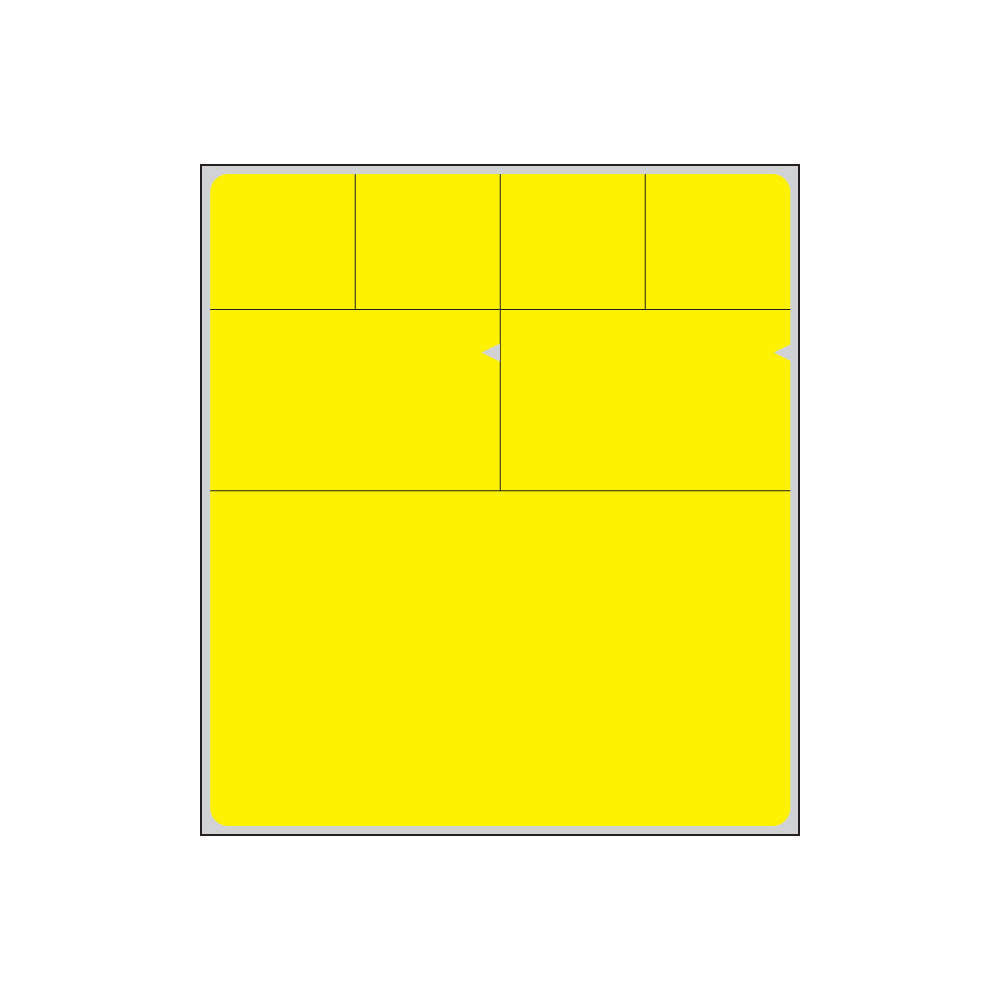 V-NOTCH™ LABEL CERNER DIRECT THERMAL PAPER PERMANENT 3" CORE 4" X 4 1/2" YELLOW 1000 PER ROLL, 2 ROLLS PER BOX