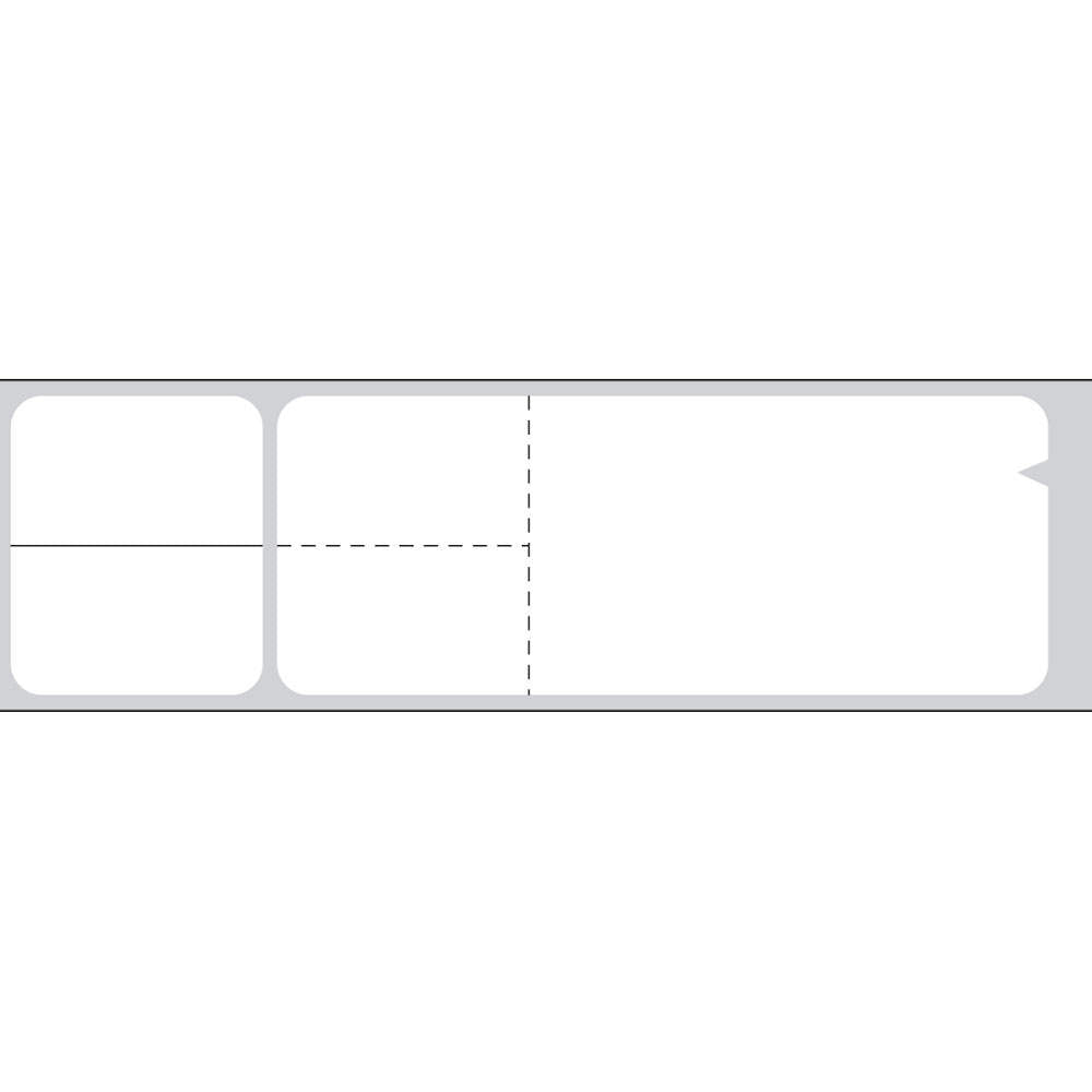 V-NOTCH™ LABEL MISYS/SUNQUEST DIRECT THERMAL PAPER PERMANENT 3" CORE 4 1/8" X 1 3/16" WHITE 4300 PER ROLL, 2 ROLLS PER BOX