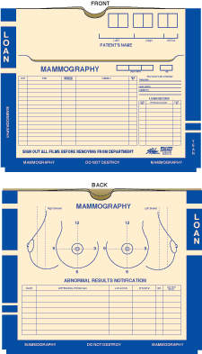 MASTER JACKET, WITH POCKET 11PT MANILA BLUE BORDER MAMMOGRAPHY 14" X 11" - 200 PER CASE