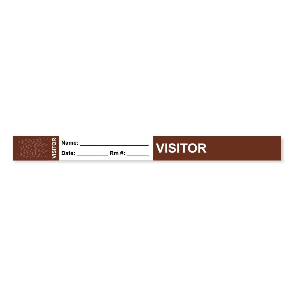 VISITOR PASS WRISTBAND TAMPER-EVIDENT TYVEK® VISITOR ___ NAME: 1"  X 10" ADULT BROWN -  1000 PER CASE