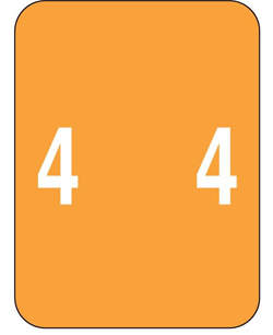 SMEAD® COMPATIBLE XLCC COLOR CODE LABEL NUMERIC "4" 1 1/2" X 2" ORANGE PERMANENT 500 PER ROLL