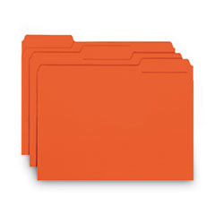 Interior File Folders, 1/3-Cut Tabs: Assorted, Letter Size, 0.75" Expansion, Orange, 100/Box