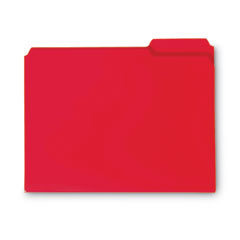 Top Tab Poly Colored File Folders, 1/3-Cut Tabs: Assorted, Letter Size, 0.75" Expansion, Red, 24/Box