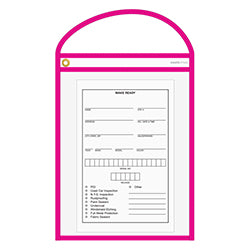 WorkTicket Holder - Neon Pink- Clear Front & Back - 10" x 13" 10 / PK