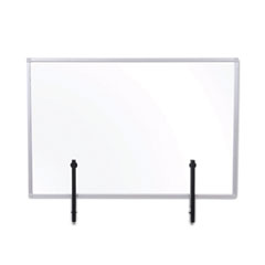 Protector Series Glass Aluminum Desktop Divider, 40.9 x 0.16 x 27.6, Clear