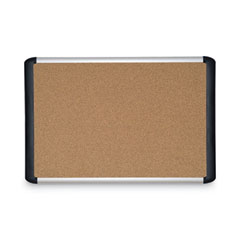 Tech Cork Board, 48 x 36, Tan Surface, Silver/Black Aluminum Frame