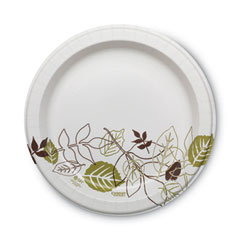 Pathways Soak Proof Shield Heavyweight Paper Plates, 10.13" dia, Green/Burgundy, 125/Pack