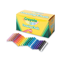 Colored Drawing Chalk, 3.19" x 0.38" Diameter, Six Each of 24 Assorted Colors, 144 Sticks/Set