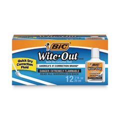 Wite-Out Quick Dry Correction Fluid, 20 mL Bottle, White, Dozen