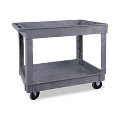 Two-Shelf Utility Cart, Plastic, 2 Shelves, 300 lb Capacity, 24" x 40" x 31.5", Gray