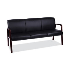 Alera Reception Lounge WL 3-Seat Sofa, 65.75w x 26d.13 x 33h, Black/Mahogany