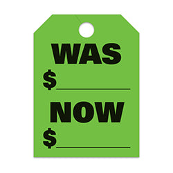 Hang Tags - Was Now - Large, Green 50 / PK