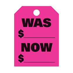Hang Tags - Was Now - Large, Pink 50 / PK