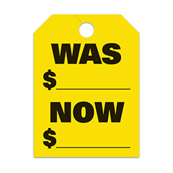 Hang Tags - Was Now - Large, Yellow 50 / PK