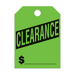 Hang Tags - Clearance - Large, Green 50 / PK