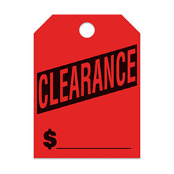 Hang Tags - Clearance - Large, Red 50 / PK