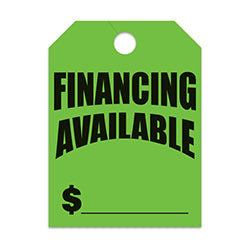 Hang Tags - Financing Available - Large, Green 50 / PK