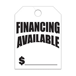 Hang Tags - Financing Available - Large, White 50 / PK