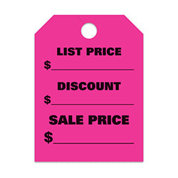 Hang Tags - List & Discount - Large, Pink 50 / PK