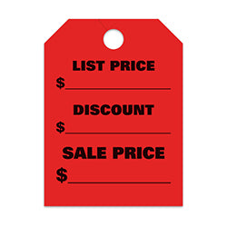 Hang Tags - List & Discount - Large, Red 50 / PK