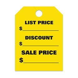 Hang Tags - List & Discount - Large, Yellow 50 / PK