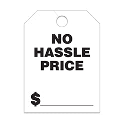 Hang Tags - No Hassle Price - Large, White 50 / PK