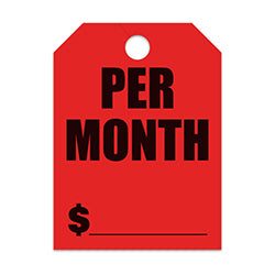 Hang Tags - Per Month - Large, Red 50 / PK