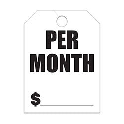 Hang Tags - Per Month - Large, White 50 / PK