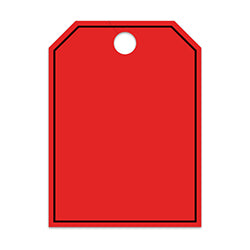 Hang Tags - Blank with Black Frame - Large, Red 50 / PK