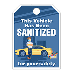 Hang Tags - Sanitized Vehicle- Large, White 50 / PK