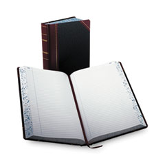 Account Record Book, Record-Style Rule, Black/Red/Gold Cover, 13.75 x 8.38 Sheets, 500 Sheets/Book