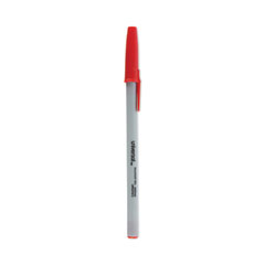 Ballpoint Pen, Stick, Medium 1 mm, Red Ink, Gray/Red Barrel, Dozen