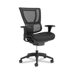 FlexFit 1500TF Mesh Back Fabric Task Chair, Supports Up to 300 lbs, 17.32" to 20.87" Seat Height, Black Seat/Back, Black Base