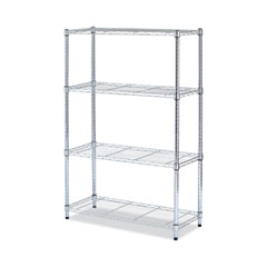 Residential Wire Shelving, Four-Shelf, 36w x 14d x 54h, Silver