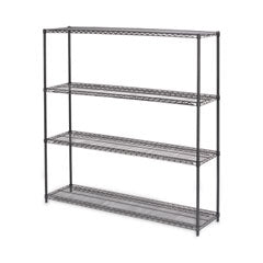 BA Plus Wire Shelving Kit, Four-Shelf, 72w x 18d x 72h, Black Anthracite Plus