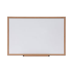 Deluxe Melamine Dry Erase Board, 36 x 24, Melamine White Surface, Oak Fiberboard Frame