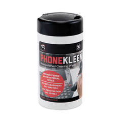 PhoneKleen Wet Wipes, Cloth, 5 x 5, 50/Tub