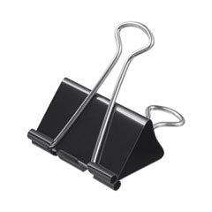 Binder Clips with Storage Tub, Large, Black/Silver, 12/Pack